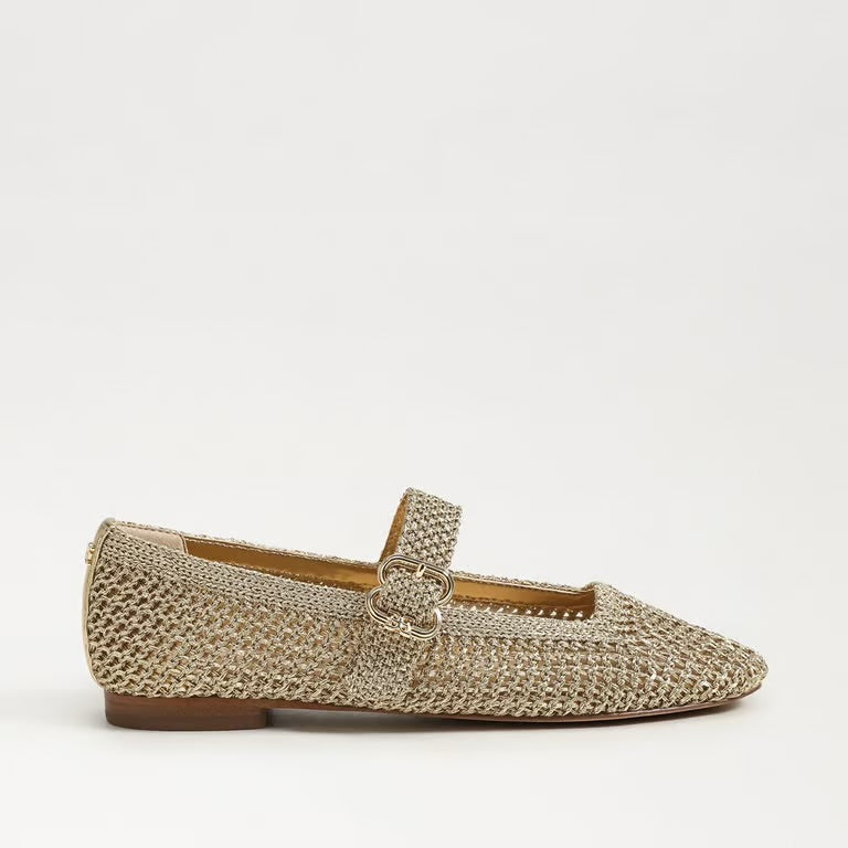 Michaela Knit Mary Jane Flat in Gold