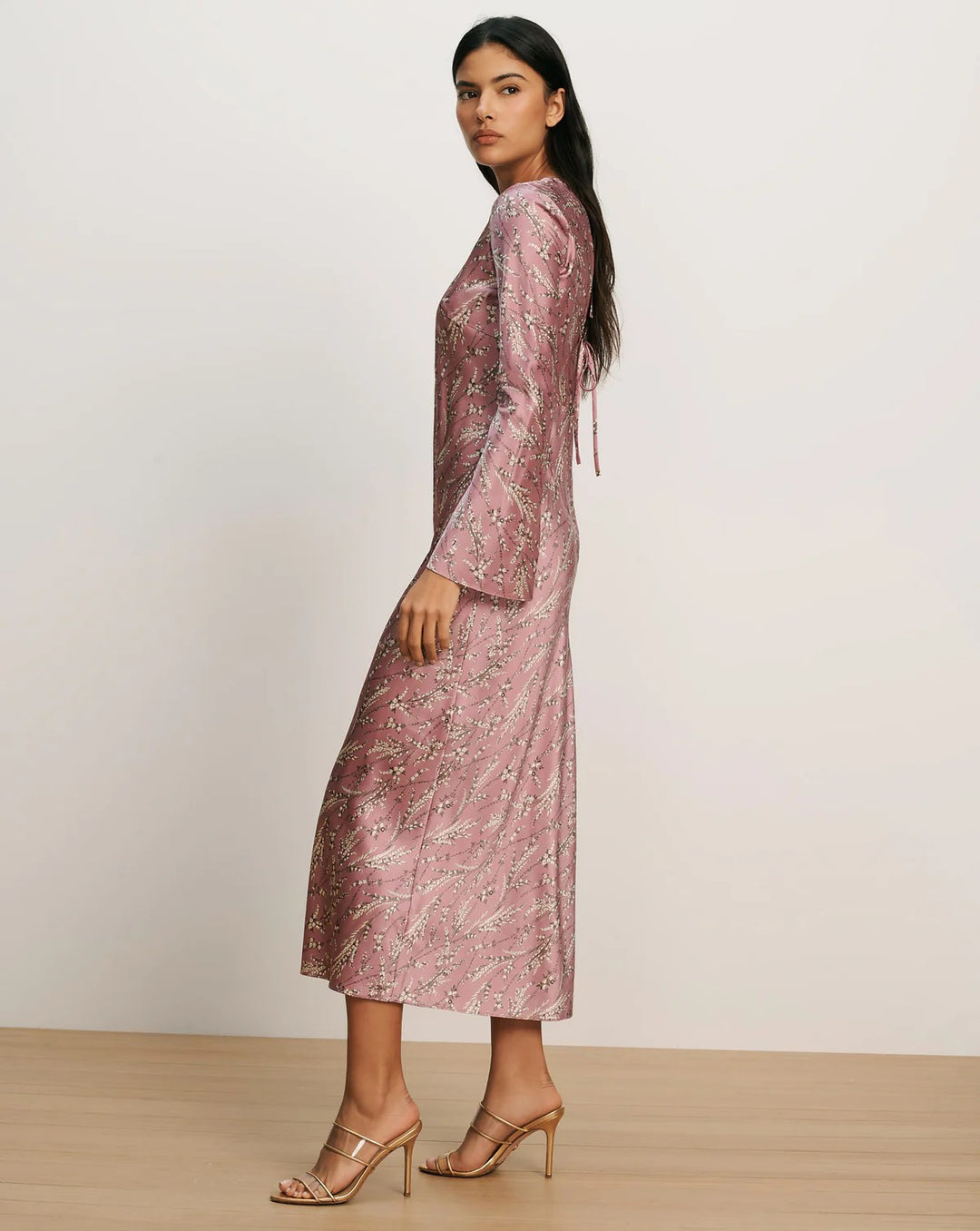 Gemma Silk-Blend Midi Dress in Orchid Haze