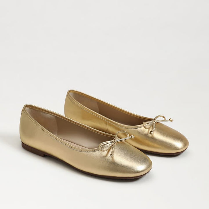 Alie Ballet Flat in Amber Gold Leather