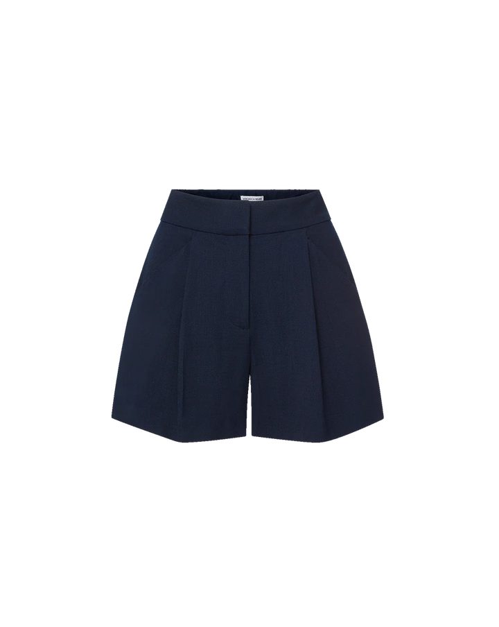 Marbeau Pleated Short in Navy