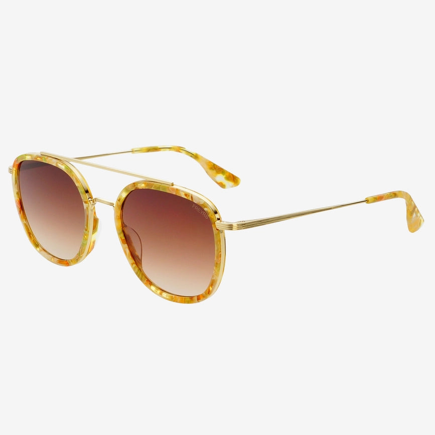 Weston Acetate Round Unisex Sunglasses in Yellow Tortoise