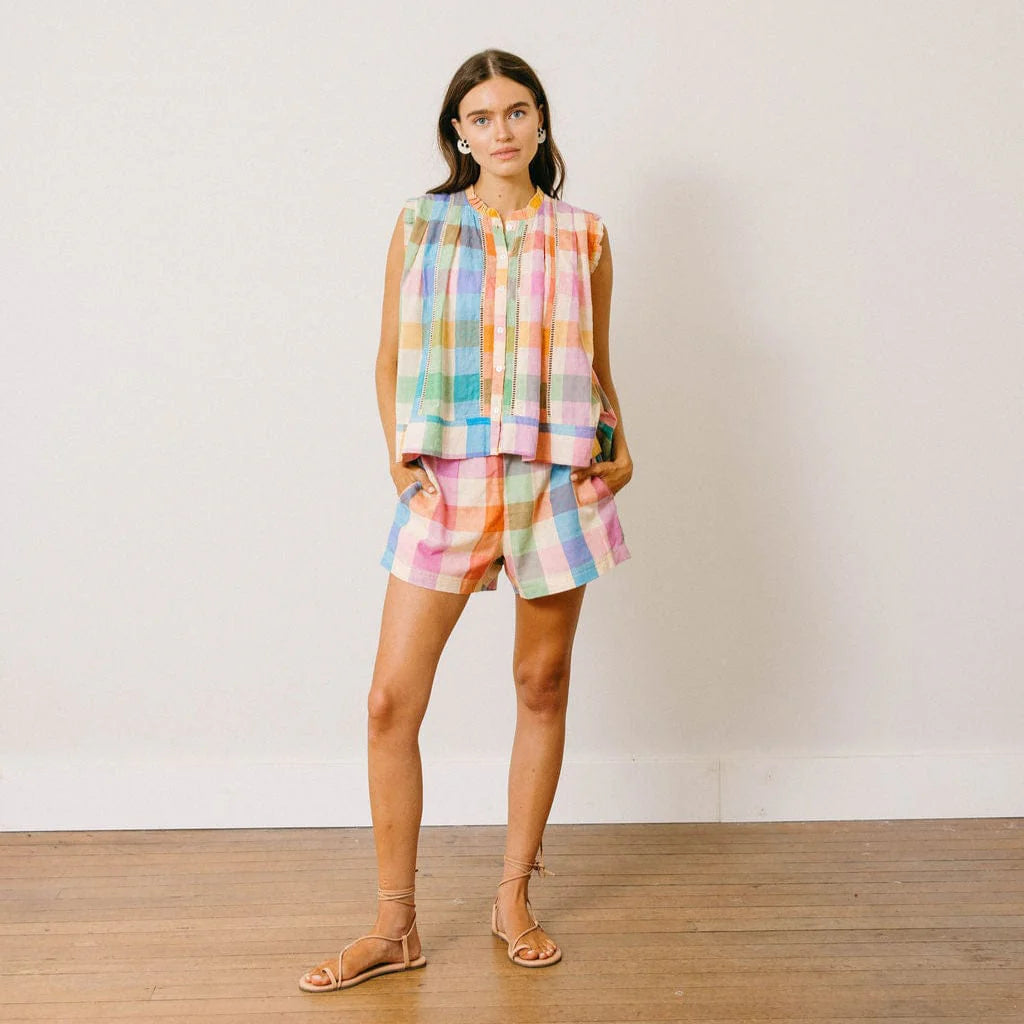 Plaid Bermuda Short in Rainbow