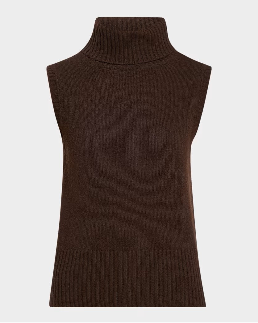 Mazzy Cashmere Turtleneck Tank in Espresso