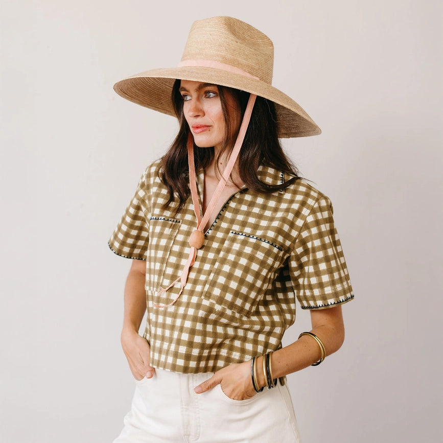 Painted Gingham Palmer Top in Tan