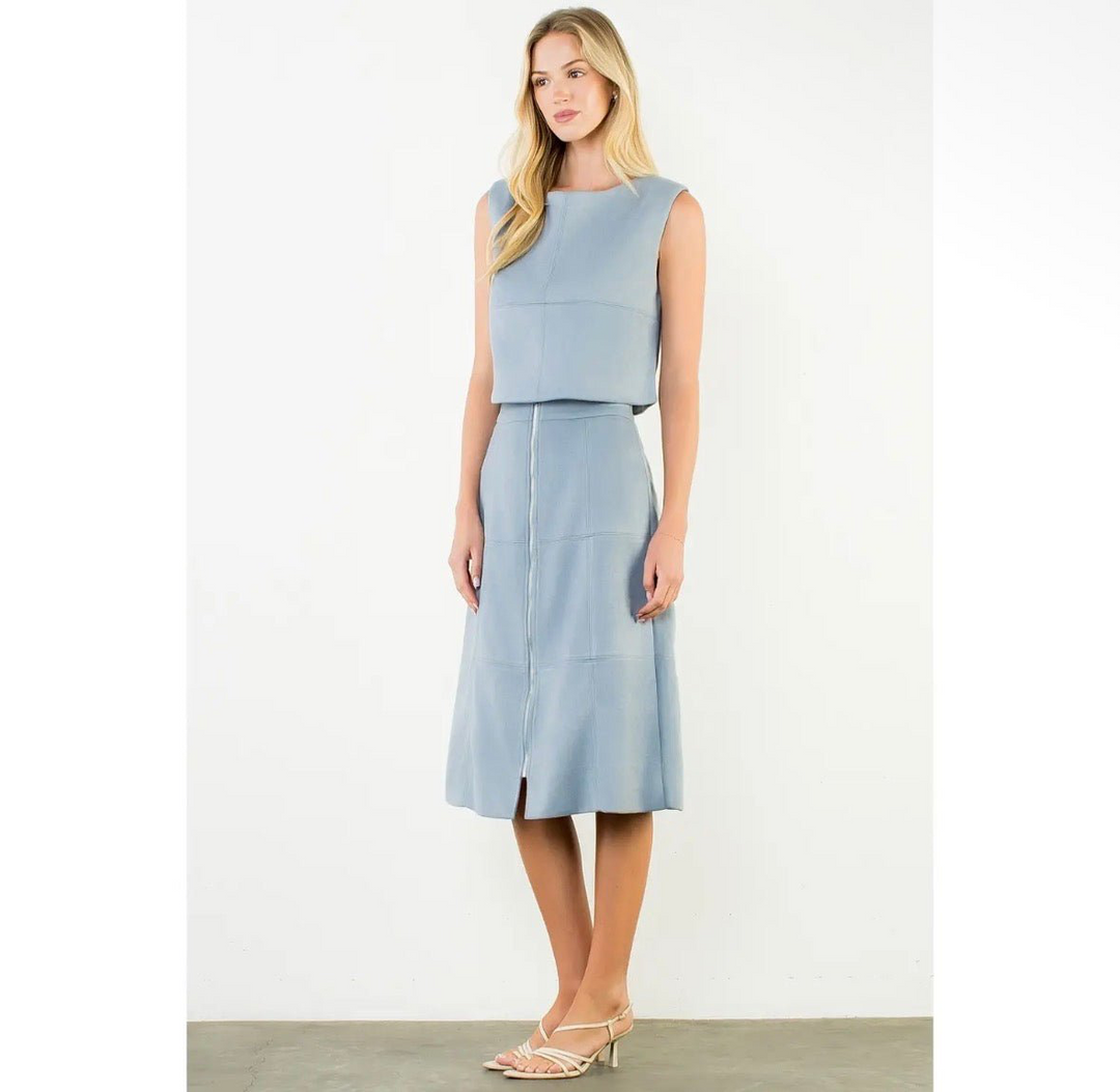 Suede Sleeveless Top in Blue
