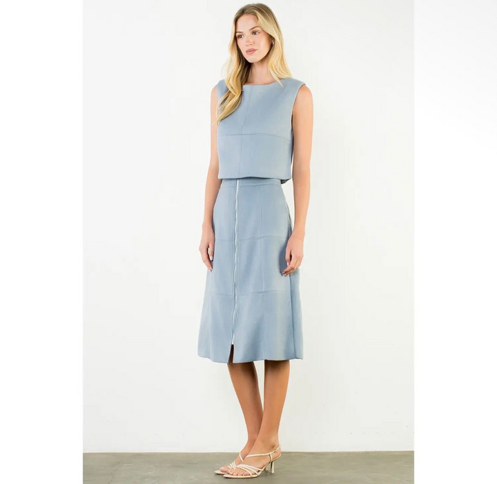 Suede Sleeveless Top in Blue