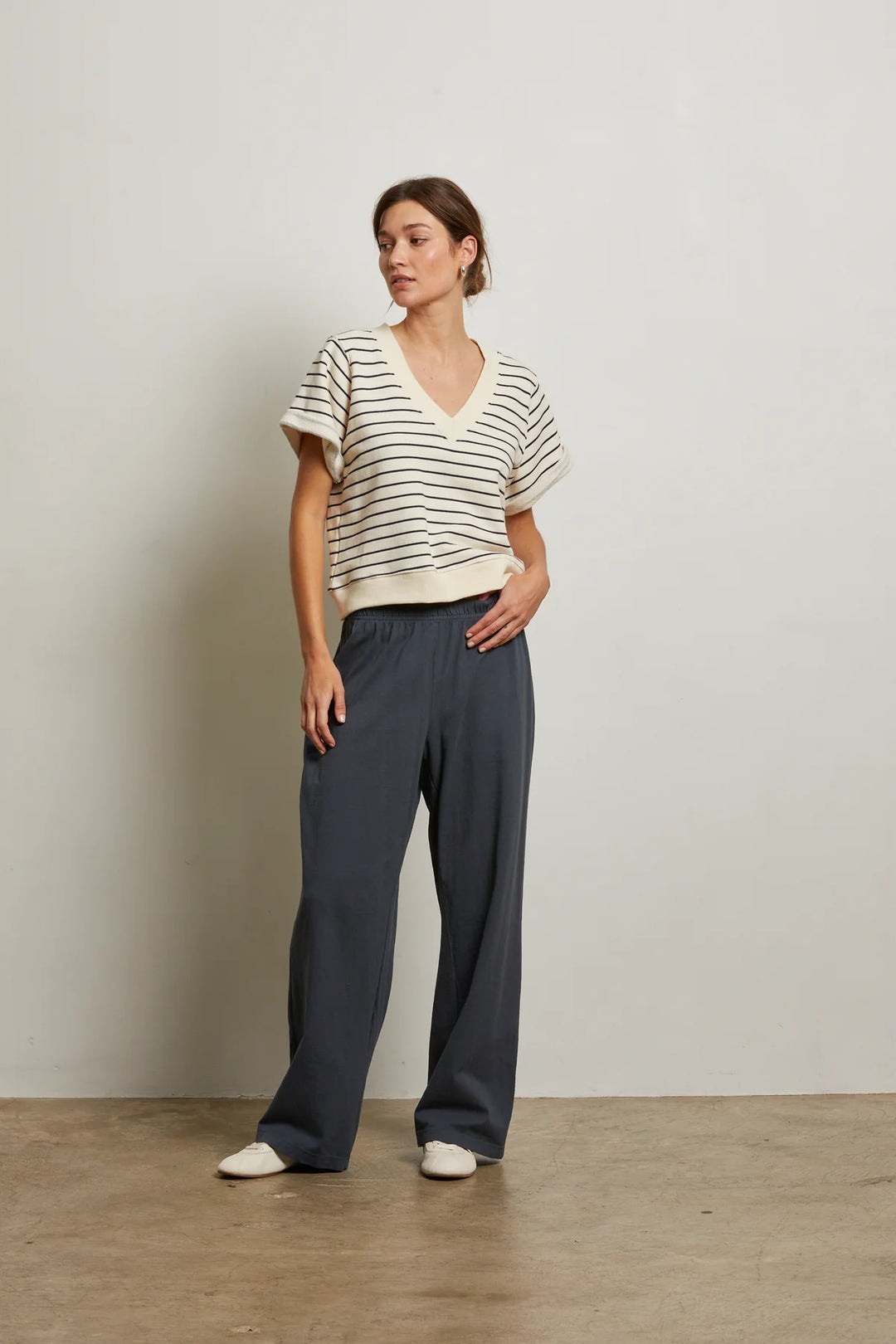 Briggs Stripe French Terry Short Sleeve Crew Sweatshirt