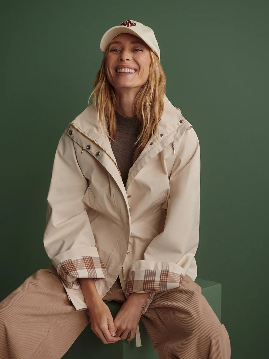Etta Short Rain Jacket in Birch