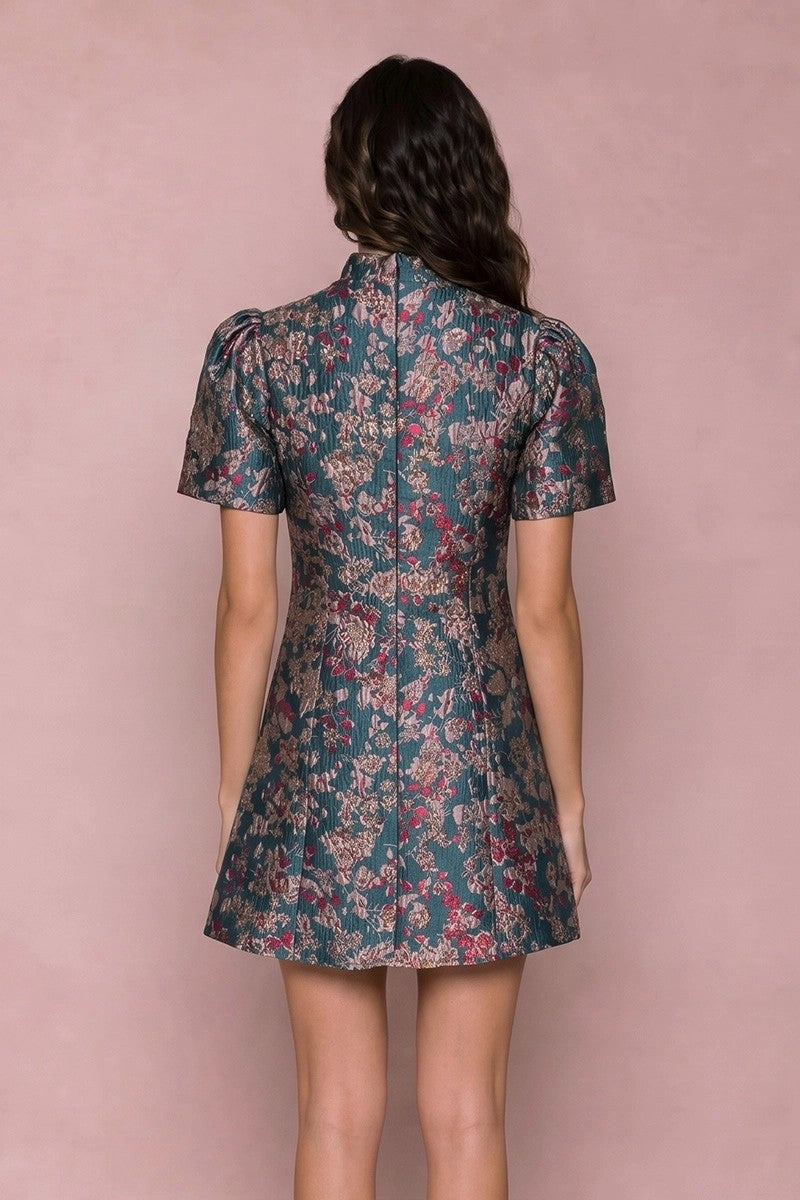 Jacquard Mock Neck Mini Dress