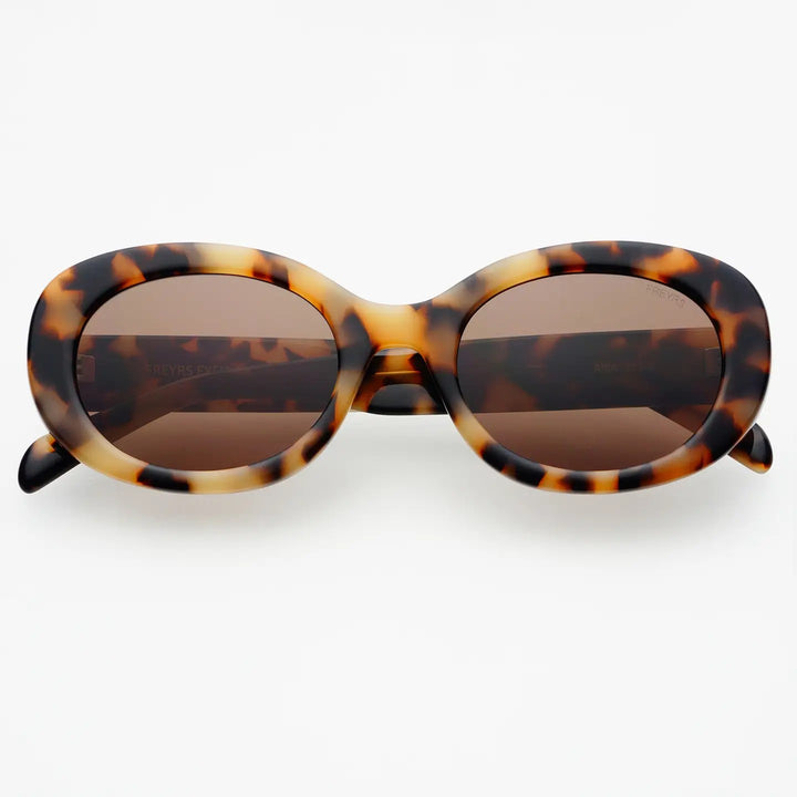 Aria Acetate Oval Sunglasses in Milky Tortoise