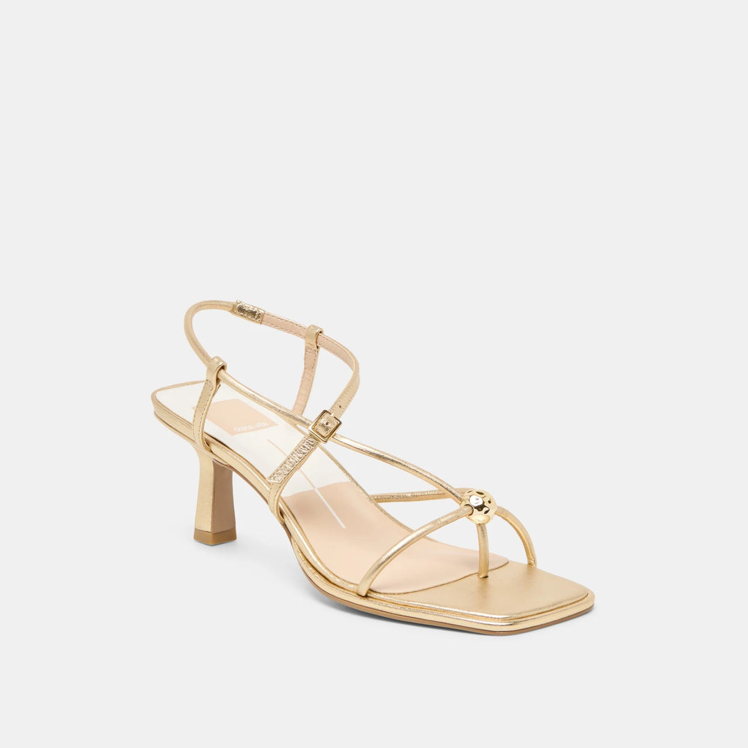 Mylee Heels- Gold Distressed Leather