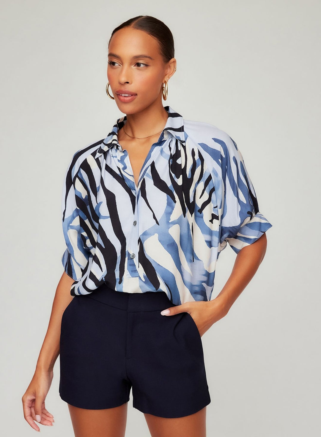 Yvette Blouson Sleeve Top in Tiger print
