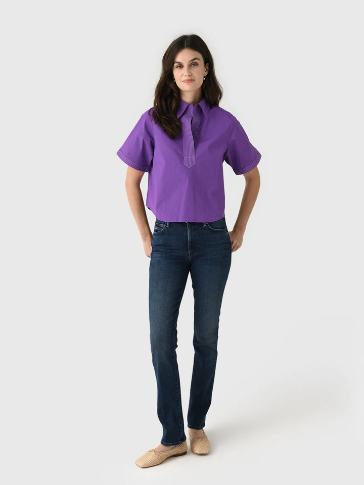 Purple Split Neck Top