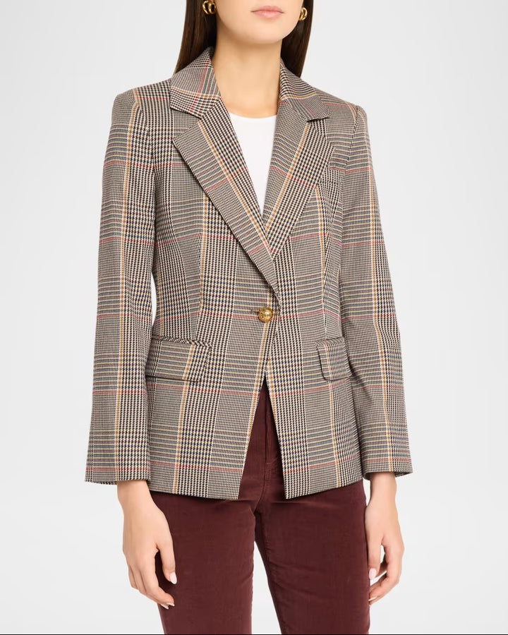 Healy Houndstooth Dickey Jacket in Burgandy Multi