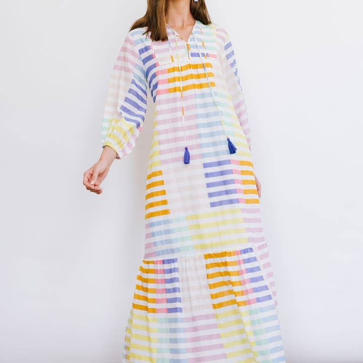 Colorful Stripe Copa Dress in Multi