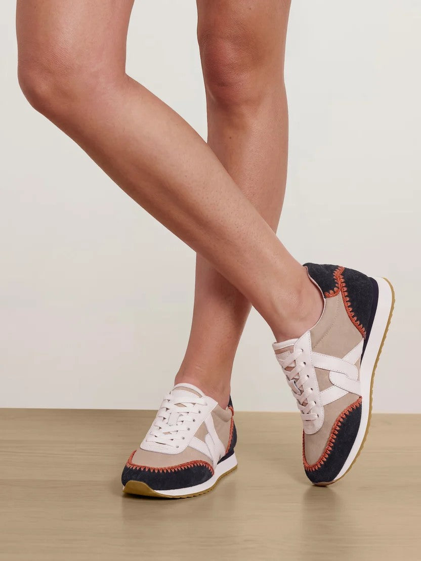Penrose Whipstitch Sneaker in Sand/Navy