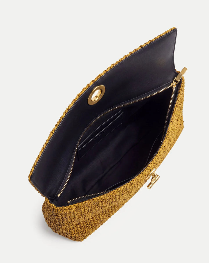 Raffia Anchor Clutch in Gold