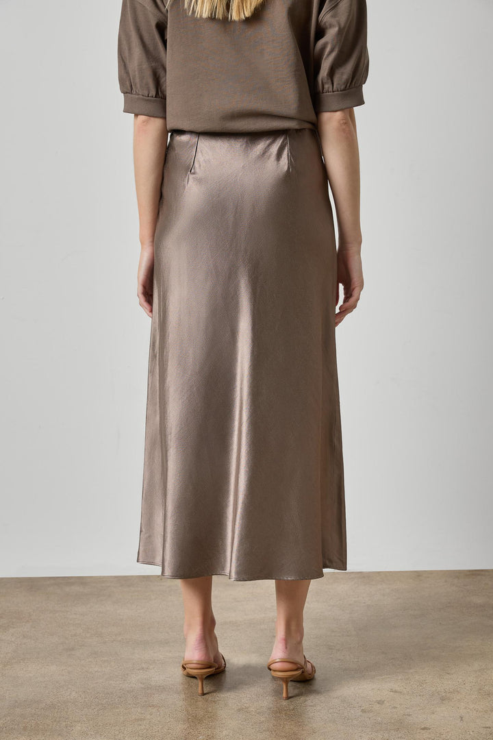 Slub Woven Bias Skirt in Shiitake
