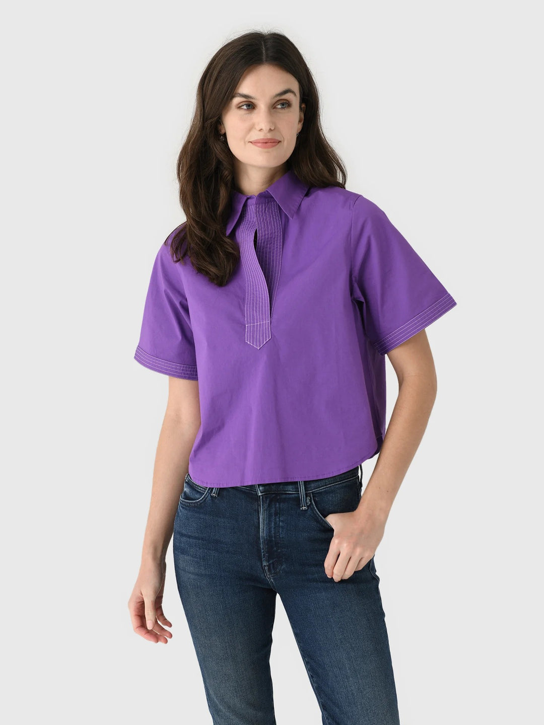 Purple Split Neck Top