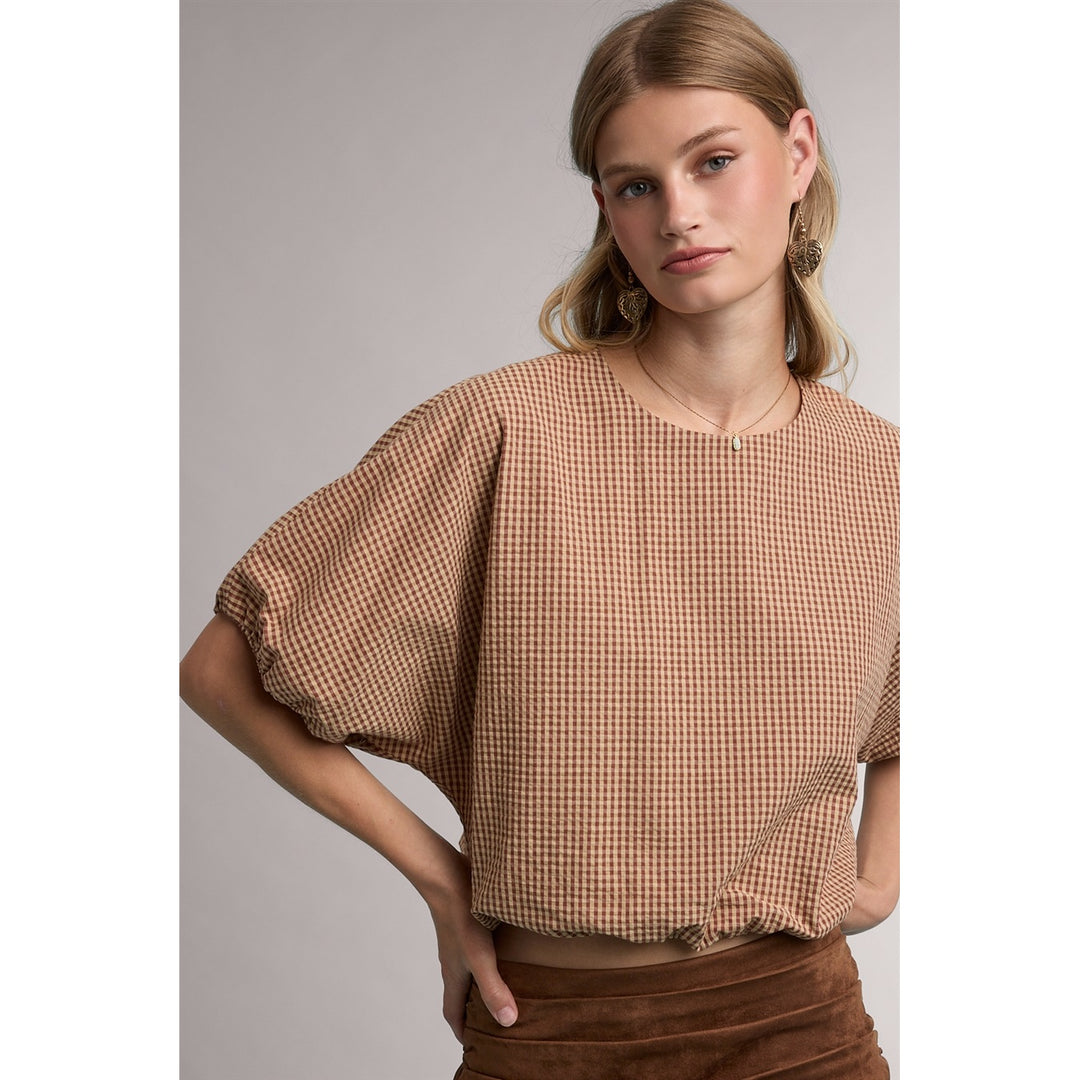 Gingham Dolman Sleeve Top