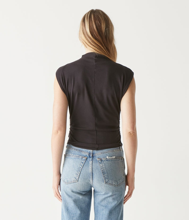 Amara Mock Neck Top in Black
