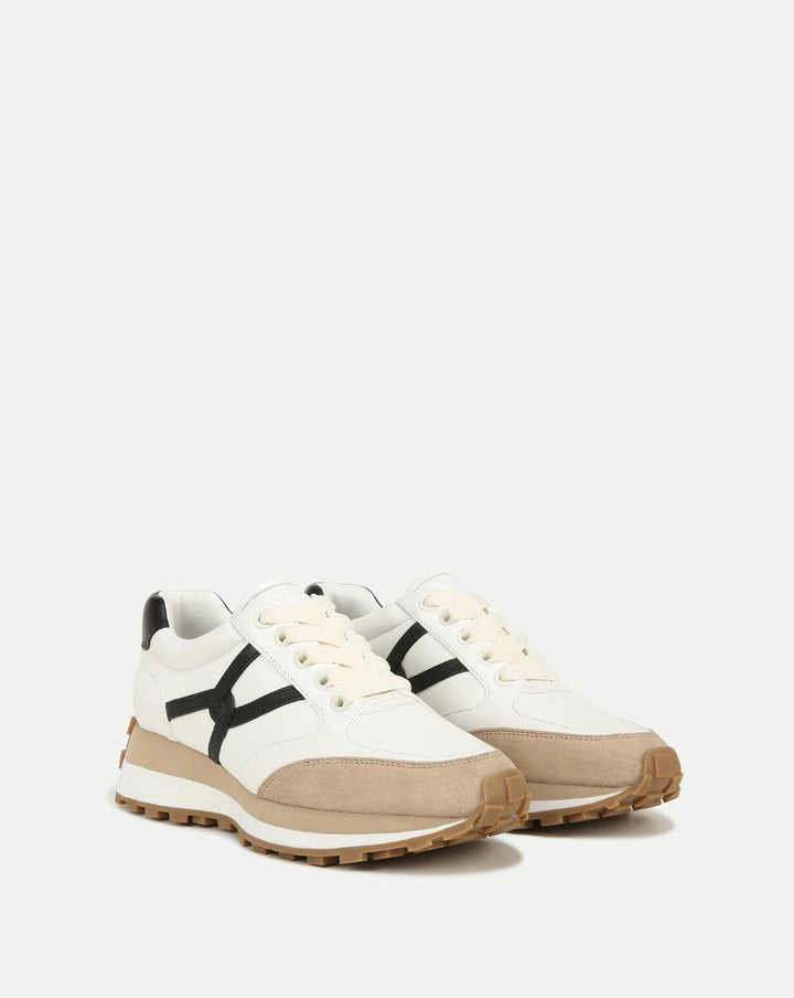 Valentina Sneaker in Coconut/Black - Leather/Suede