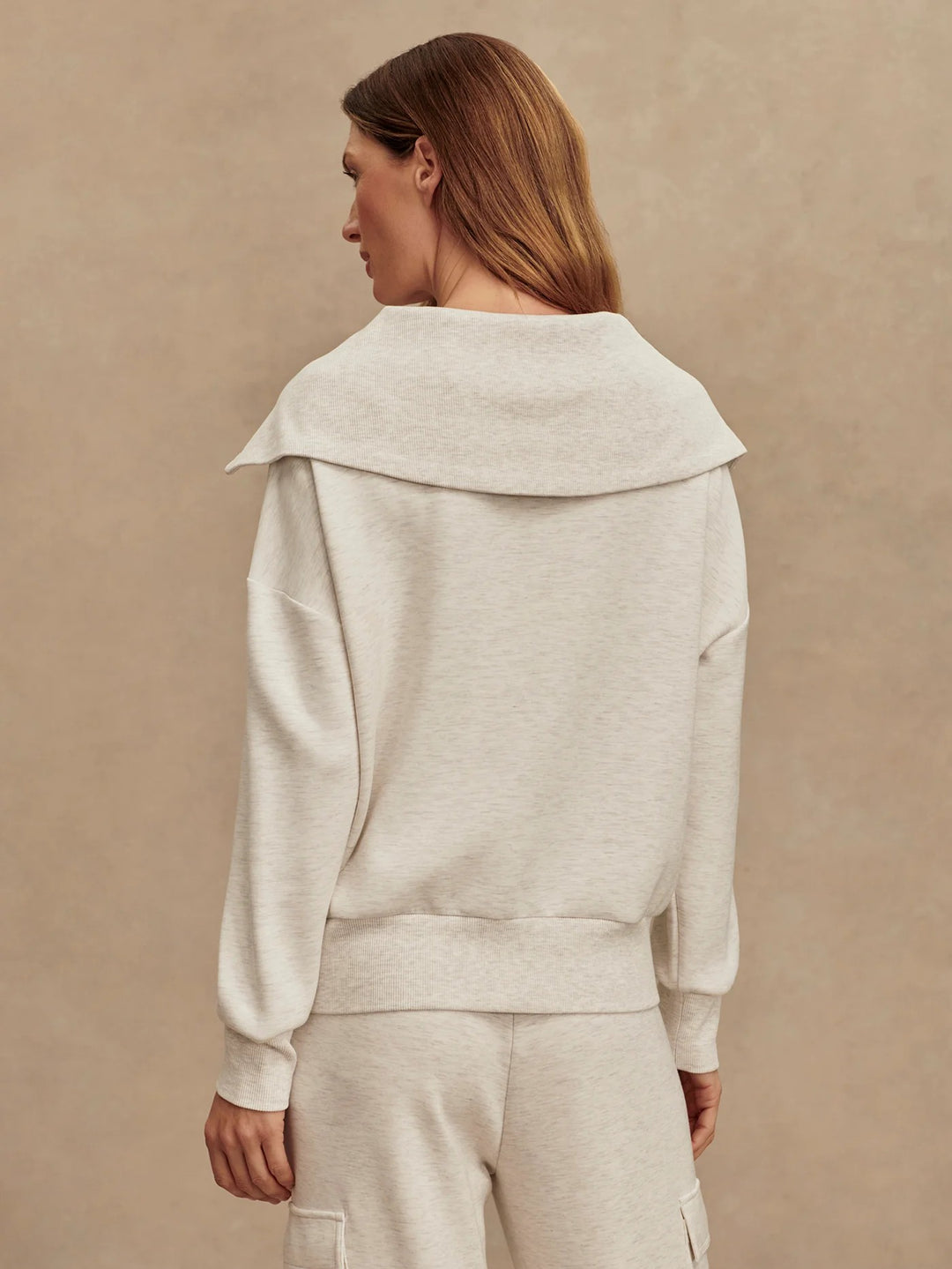 Catherine Half-Zip in Ivory Marl