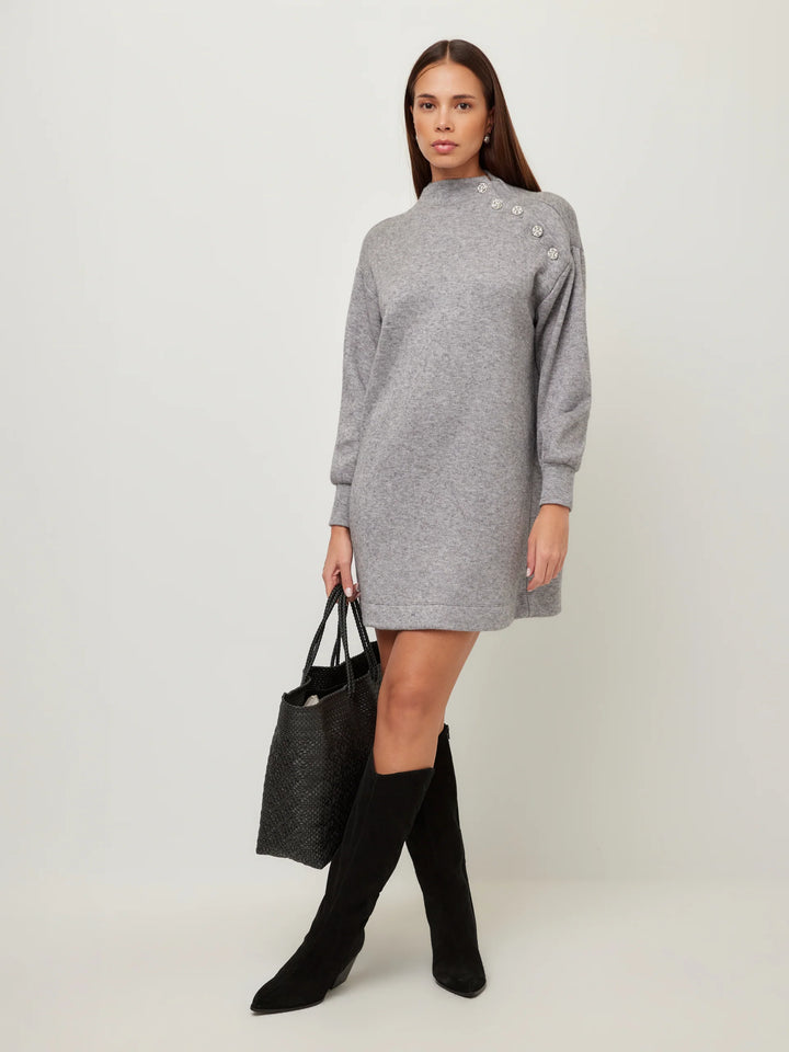 Brenna Mock Neck Dress in Gray