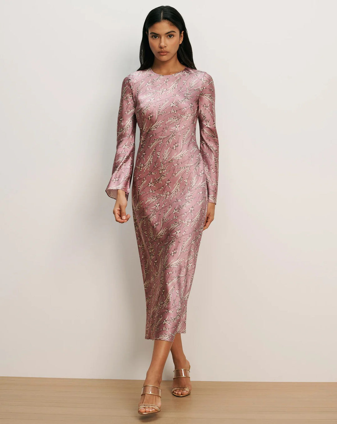 Gemma Silk-Blend Midi Dress in Orchid Haze