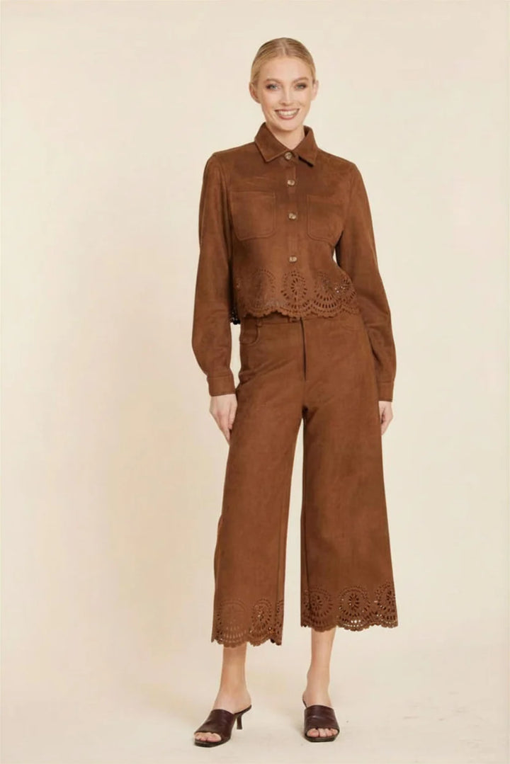 Faux Suede Jacket in Brown