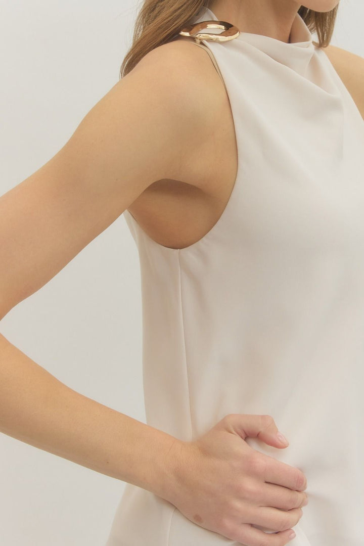 Ivory Halo Drape Sleeveless Top