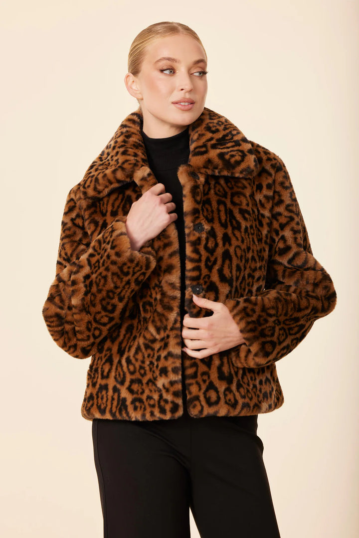 Faux Fur Jacket in Leopard