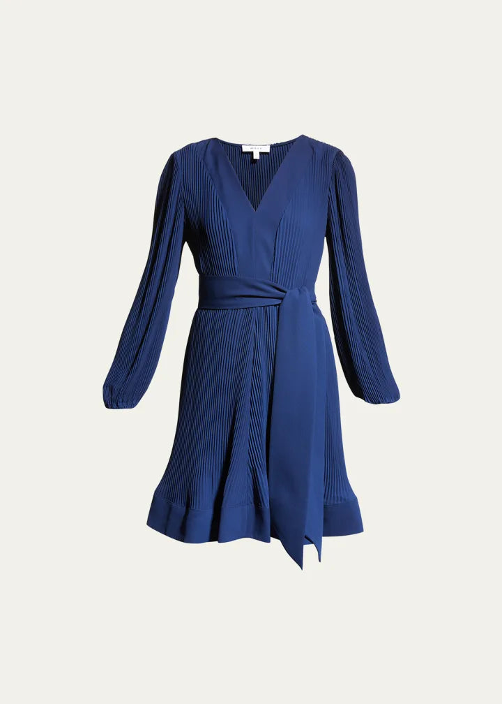 Liv Pleated Dress in Navy