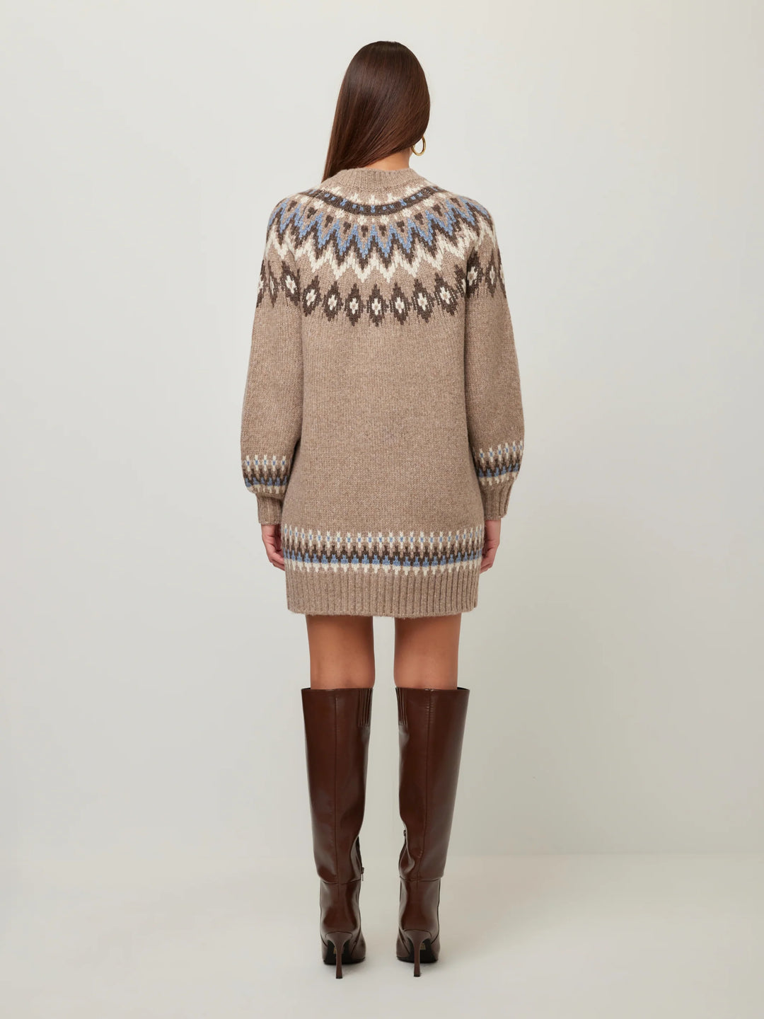 Vera Jacquard Sweater Dress in Brown