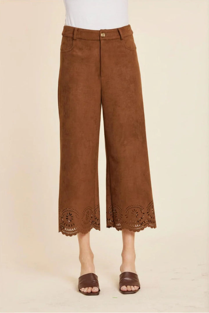 Faux Suede Pants in Brown