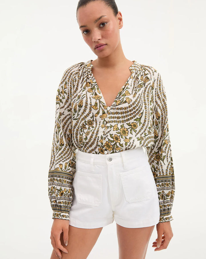 Ailani Top in Yellow Floral