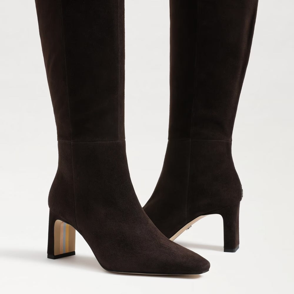 Sylvia Knee High Boot in Chocolate Suede