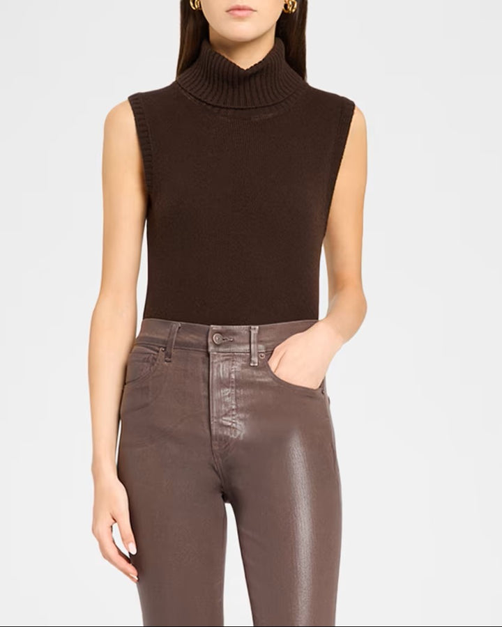 Mazzy Cashmere Turtleneck Tank in Espresso