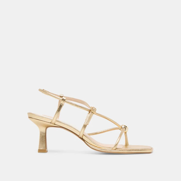 Mylee Heels- Gold Distressed Leather