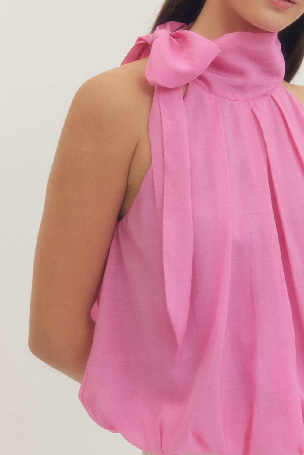 Camille Tie-Neck Top in Pink