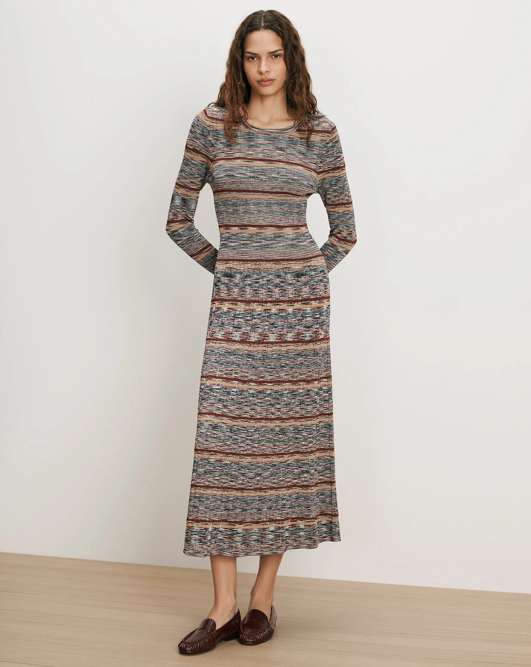 Nami Knit Midi Dress in Rust Multi