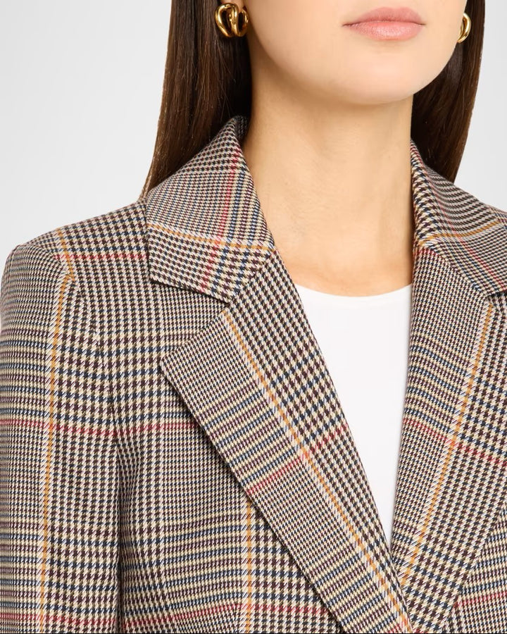 Healy Houndstooth Dickey Jacket in Burgandy Multi