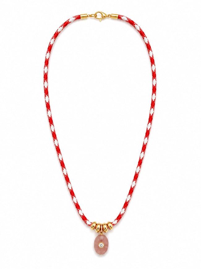Rose Cord Necklace in red