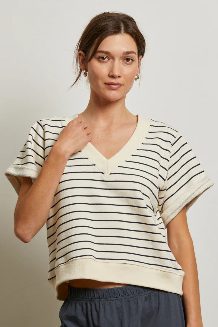 Briggs Stripe French Terry Short Sleeve Crew Sweatshirt