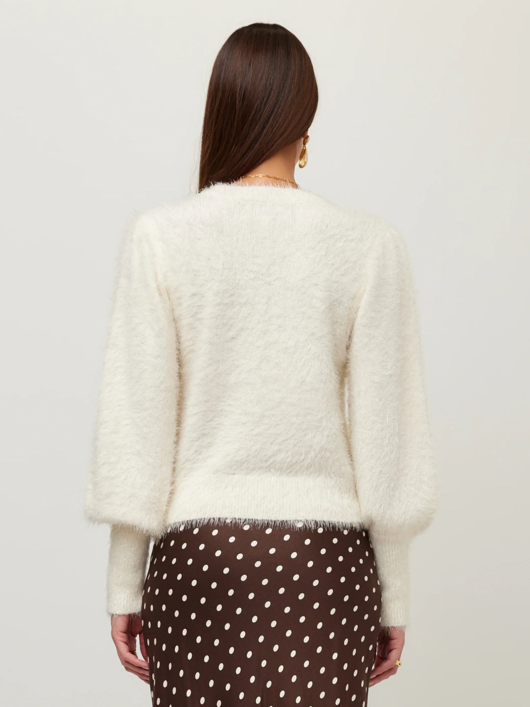 Lia Shirred Sleeve Sweater in Cream