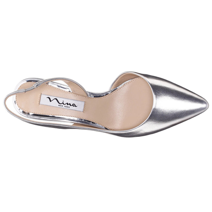 Silver Slingback Pump