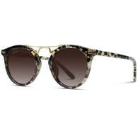 Skyler Round Polarized Sunglasses in Beige Tortoise Frame/Brown Lens