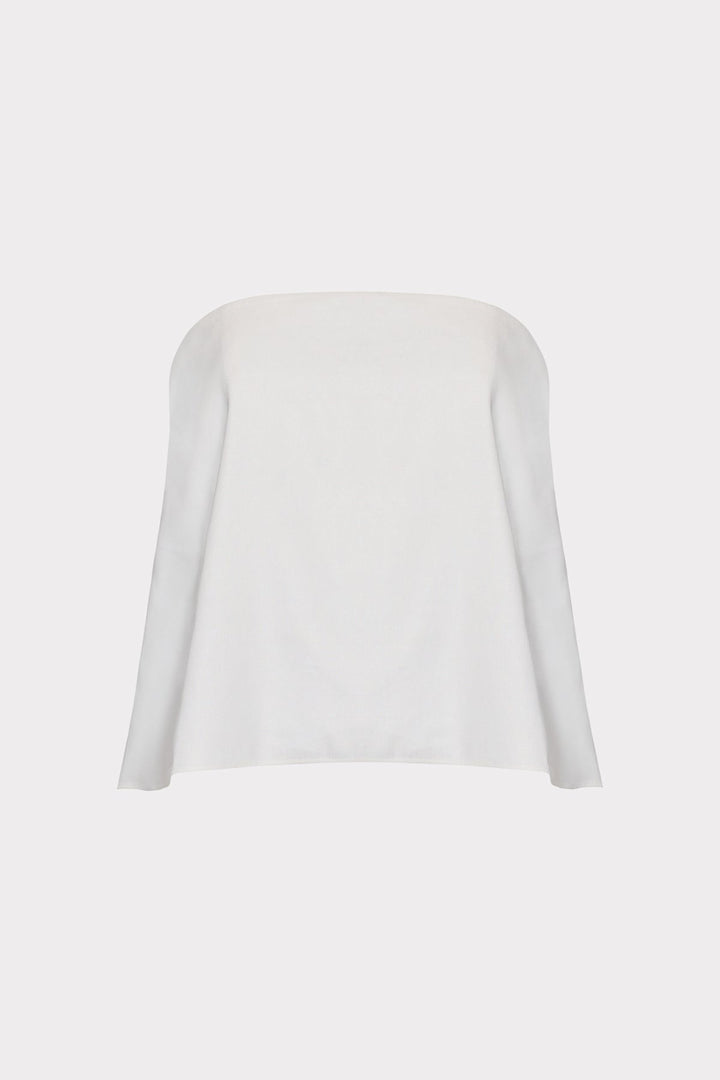 Solid Linen Strapless Top in White