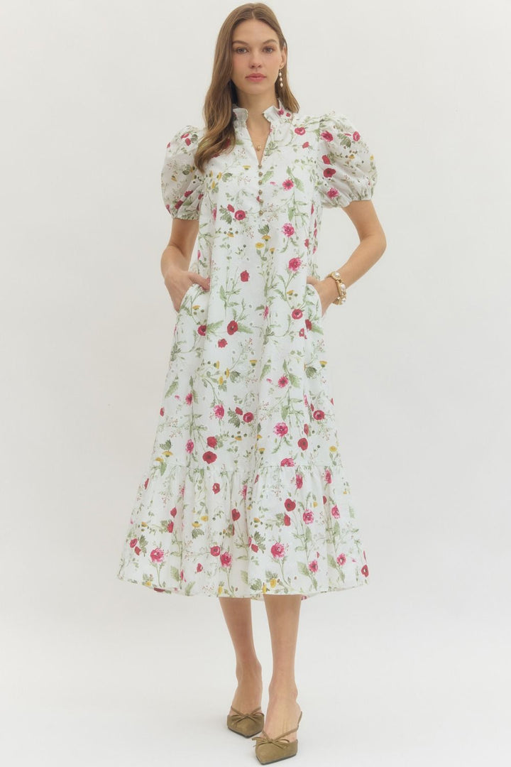 Wildflower Eyelet Midi Dress