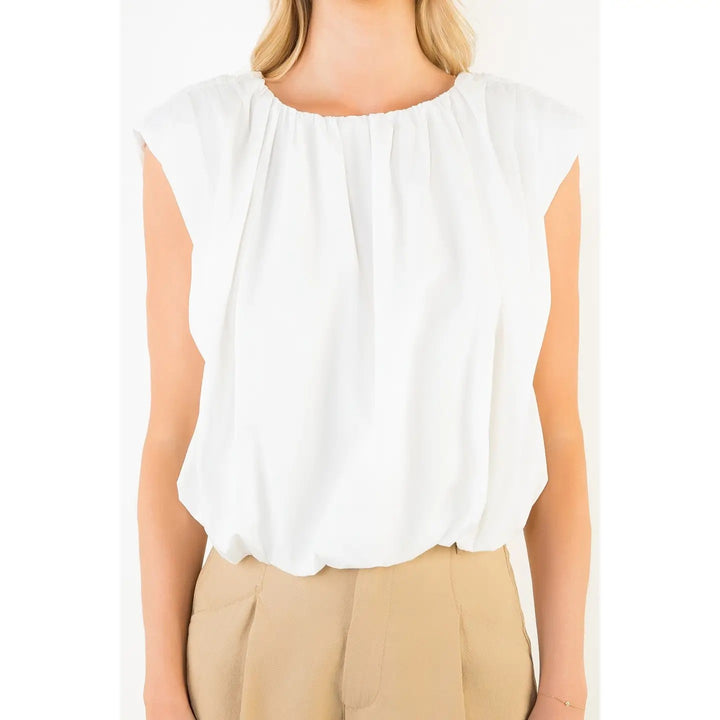 White Sleeveless Bubble Top